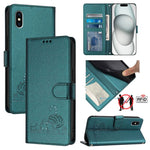 Custodia per telefono in pelle RFID con motivo gatto in rilievo con cordino, For iPhone 11 Pro Max, For iPhone 11, For iPhone 11 Pro, For iPhone XS / X