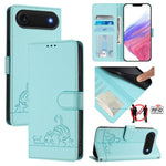 Custodia per telefono in pelle RFID con motivo gatto in rilievo con cordino, For iPhone 17 Pro Max, For iPhone 17 Pro, For iPhone 17, For iPhone Air