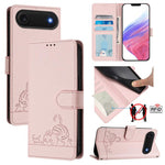 Custodia per telefono in pelle RFID con motivo gatto in rilievo con cordino, For iPhone 17 Pro Max, For iPhone 17 Pro, For iPhone 17, For iPhone Air