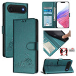 Custodia per telefono in pelle RFID con motivo gatto in rilievo con cordino, For iPhone 17 Pro Max, For iPhone 17 Pro, For iPhone 17, For iPhone Air