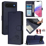 Custodia per telefono in pelle RFID con motivo gatto in rilievo con cordino, For iPhone 17 Pro Max, For iPhone 17 Pro, For iPhone 17, For iPhone Air