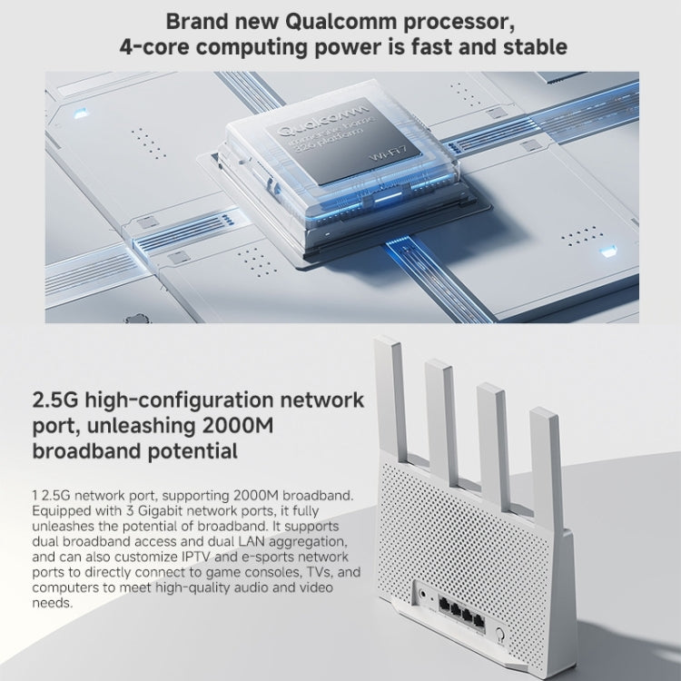 Router Xiaomi BE3600 WiFi7 Porta 2.5G Dual Band, Spina USA, BE3600
