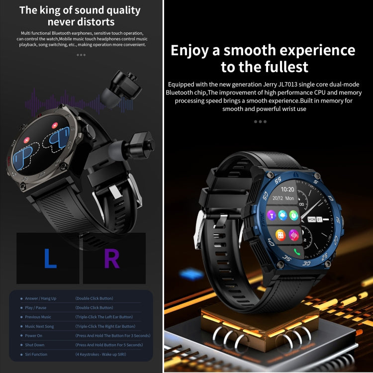 Smartwatch sportivo LC18 da 1,53 pollici IP67 BT5.0 con auricolari, supporto per chiamate Bluetooth/sonno/ossigeno nel sangue/frequenza cardiaca/monitoraggio della pressione sanguigna