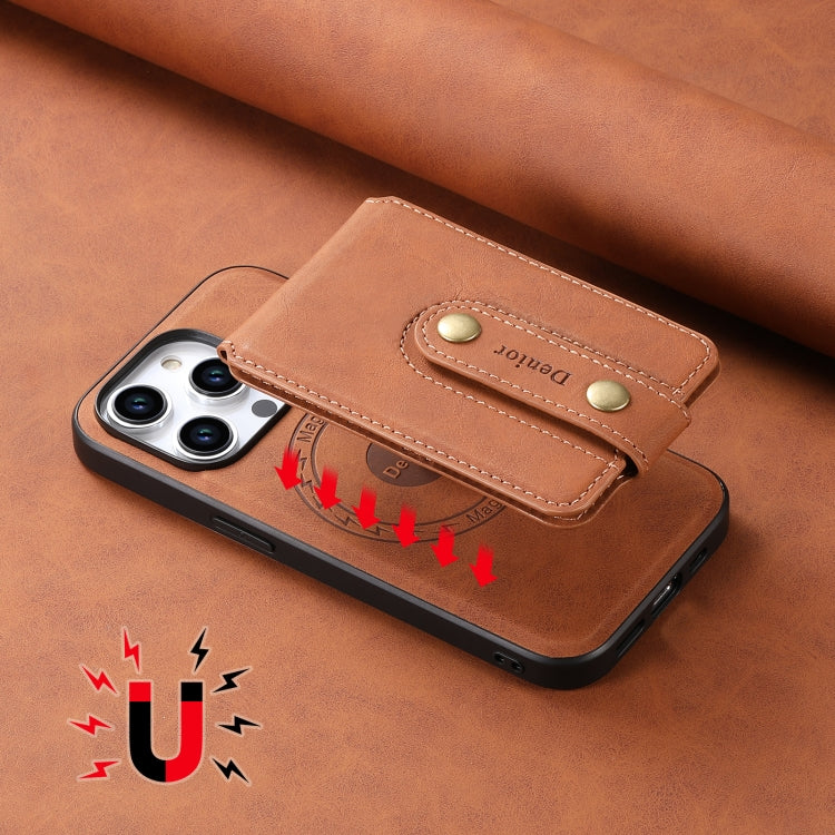Custodia per telefono in pelle con porta carte magnetica MagSafe Denior D14 NK modello retrò, For iPhone 13 Pro Max, For iPhone 13 Pro, For iPhone 12/12 Pro, For iPhone 12 Pro Max