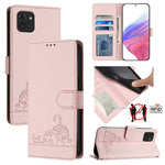 Custodia per telefono in pelle RFID con motivo gatto in rilievo con cordino, For Samsung Galaxy A03 164mm, For Samsung Galaxy A03 166mm, For Samsung Galaxy M52 5G, For Samsung Galaxy M32 4G Global/M22