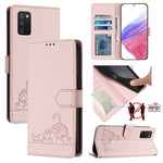 Custodia per telefono in pelle RFID con motivo gatto in rilievo con cordino, For Samsung Galaxy A32 5G/M32 5G, For Samsung Galaxy A52 4G/5G/A52s 5G, For Samsung Galaxy A03s 164mm, For Samsung Galaxy A03s 166mm