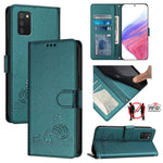 Custodia per telefono in pelle RFID con motivo gatto in rilievo con cordino, For Samsung Galaxy A32 5G/M32 5G, For Samsung Galaxy A52 4G/5G/A52s 5G, For Samsung Galaxy A03s 164mm, For Samsung Galaxy A03s 166mm