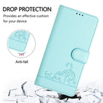 Custodia per telefono in pelle RFID con motivo gatto in rilievo con cordino, For Samsung Galaxy A13 5G/A13 4G/A04s, For Samsung Galaxy F23 5G/M13 4G, For Samsung Galaxy A22 5G/F42 5G, For Samsung Galaxy M53 5G