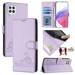 Custodia per telefono in pelle RFID con motivo gatto in rilievo con cordino, For Samsung Galaxy A03s 165.8mm US Version, For Samsung Galaxy A41 EU Version, For Samsung Galaxy A22 4G, For Samsung Galaxy A42 5G/M42