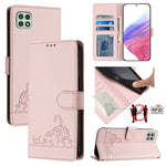 Custodia per telefono in pelle RFID con motivo gatto in rilievo con cordino, For Samsung Galaxy A13 5G/A13 4G/A04s, For Samsung Galaxy F23 5G/M13 4G, For Samsung Galaxy A22 5G/F42 5G, For Samsung Galaxy M53 5G