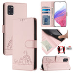 Custodia per telefono in pelle RFID con motivo gatto in rilievo con cordino, For Samsung Galaxy A21s, For Samsung Galaxy A51 5G, For Samsung Galaxy A71 5G, For Samsung Galaxy A31 EU Version