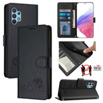 Custodia per telefono in pelle RFID con motivo gatto in rilievo con cordino, For Samsung Galaxy M62, For Samsung Galaxy A32 4G, For Samsung Galaxy A02/M02, For Samsung Galaxy A72 4G