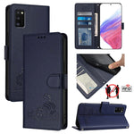 Custodia per telefono in pelle RFID con motivo gatto in rilievo con cordino, For Samsung Galaxy A03s 165.8mm US Version, For Samsung Galaxy A41 EU Version, For Samsung Galaxy A22 4G, For Samsung Galaxy A42 5G/M42