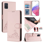 Custodia per telefono in pelle RFID con motivo gatto in rilievo con cordino, For Samsung Galaxy A21s, For Samsung Galaxy A51 5G, For Samsung Galaxy A71 5G, For Samsung Galaxy A31 EU Version