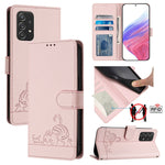 Custodia per telefono in pelle RFID con motivo gatto in rilievo con cordino, For Samsung Galaxy A32 5G/M32 5G, For Samsung Galaxy A52 4G/5G/A52s 5G, For Samsung Galaxy A03s 164mm, For Samsung Galaxy A03s 166mm