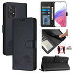 Custodia per telefono in pelle RFID con motivo gatto in rilievo con cordino, For Samsung Galaxy A32 5G/M32 5G, For Samsung Galaxy A52 4G/5G/A52s 5G, For Samsung Galaxy A03s 164mm, For Samsung Galaxy A03s 166mm