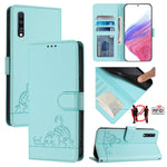 Custodia per telefono in pelle RFID con motivo gatto in rilievo con cordino, For Samsung Galaxy A81/Note10 Lite/M60s, For Samsung Galaxy A71 4G, For Samsung Galaxy A51 4G/M40s, For Samsung Galaxy A70/A70s