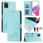 Custodia per telefono in pelle RFID con motivo gatto in rilievo con cordino, For Samsung Galaxy A81/Note10 Lite/M60s, For Samsung Galaxy A71 4G, For Samsung Galaxy A51 4G/M40s, For Samsung Galaxy A70/A70s