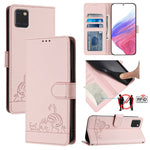 Custodia per telefono in pelle RFID con motivo gatto in rilievo con cordino, For Samsung Galaxy A81/Note10 Lite/M60s, For Samsung Galaxy A71 4G, For Samsung Galaxy A51 4G/M40s, For Samsung Galaxy A70/A70s