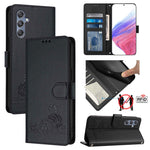 Custodia per telefono in pelle RFID con motivo gatto in rilievo con cordino, For Samsung Galaxy M34 5G/F34 5G, For Samsung Galaxy A25 5G Global, For Samsung Galaxy M54 5G Global/F54 5G, For Samsung Galaxy M14 5G Global