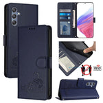 Custodia per telefono in pelle RFID con motivo gatto in rilievo con cordino, For Samsung Galaxy M34 5G/F34 5G, For Samsung Galaxy A25 5G Global, For Samsung Galaxy M54 5G Global/F54 5G, For Samsung Galaxy M14 5G Global