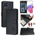 Custodia per telefono in pelle RFID con motivo gatto in rilievo con cordino, For Samsung Galaxy A13 5G/A13 4G/A04s, For Samsung Galaxy F23 5G/M13 4G, For Samsung Galaxy A22 5G/F42 5G, For Samsung Galaxy M53 5G