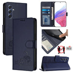 Custodia per telefono in pelle RFID con motivo gatto in rilievo con cordino, For Samsung Galaxy M34 5G/F34 5G, For Samsung Galaxy A25 5G Global, For Samsung Galaxy M54 5G Global/F54 5G, For Samsung Galaxy M14 5G Global