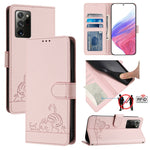 Custodia per telefono in pelle RFID con motivo gatto in rilievo con cordino, For Samsung Galaxy Note20, For Samsung Galaxy S20 Ultra, For Samsung Galaxy S20, For Samsung Galaxy S20+