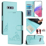 Custodia per telefono in pelle RFID con motivo gatto in rilievo con cordino, For Samsung Galaxy Note10, For Samsung Galaxy Note10+, For Samsung Galaxy Xcover 4/Xcover 4s, For Samsung Galaxy S10e