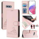 Custodia per telefono in pelle RFID con motivo gatto in rilievo con cordino, For Samsung Galaxy Note10, For Samsung Galaxy Note10+, For Samsung Galaxy Xcover 4/Xcover 4s, For Samsung Galaxy S10e