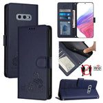 Custodia per telefono in pelle RFID con motivo gatto in rilievo con cordino, For Samsung Galaxy Note10, For Samsung Galaxy Note10+, For Samsung Galaxy Xcover 4/Xcover 4s, For Samsung Galaxy S10e