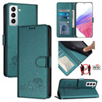 Custodia per telefono in pelle RFID con motivo gatto in rilievo con cordino, For Samsung Galaxy S21 5G, For Samsung Galaxy S21+ 5G, For Samsung Galaxy S21 Ultra 5G, For Samsung Galaxy Note20 Ultra