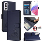 Custodia per telefono in pelle RFID con motivo gatto in rilievo con cordino, For Samsung Galaxy S21 5G, For Samsung Galaxy S21+ 5G, For Samsung Galaxy S21 Ultra 5G, For Samsung Galaxy Note20 Ultra