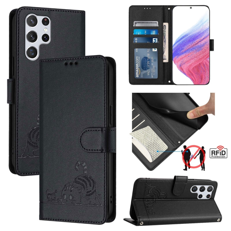 Custodia in pelle RFID con motivo gatto per Samsung Galaxy S20 FE 2022