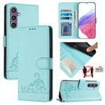 Custodia in pelle RFID con motivo gatto per Samsung Galaxy S23 FE 5G