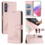 Custodia in pelle RFID con motivo gatto per Samsung Galaxy S23 FE 5G