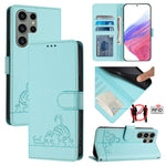 Custodia in pelle RFID con motivo gatto per Samsung Galaxy S23 FE 5G