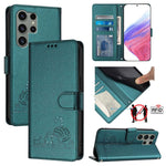 Custodia in pelle RFID con motivo gatto per Samsung Galaxy S23 FE 5G