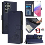 Custodia in pelle RFID con motivo gatto per Samsung Galaxy S23 FE 5G
