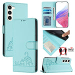 Custodia in pelle RFID con motivo gatto per Samsung Galaxy S23 FE 5G