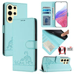 Custodia pelle RFID con motivo gatto per Samsung Galaxy Xcover7