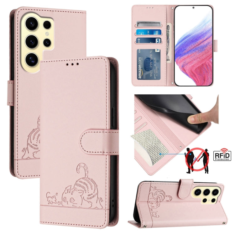 Custodia pelle RFID con motivo gatto per Samsung Galaxy Xcover7