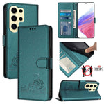 Custodia pelle RFID con motivo gatto per Samsung Galaxy Xcover7