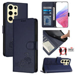 Custodia pelle RFID con motivo gatto per Samsung Galaxy Xcover7