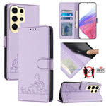Custodia pelle RFID con motivo gatto per Samsung Galaxy Xcover7