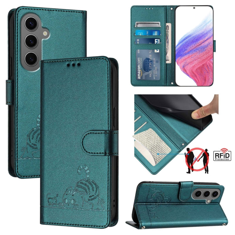 Custodia pelle RFID con motivo gatto per Samsung Galaxy Xcover7