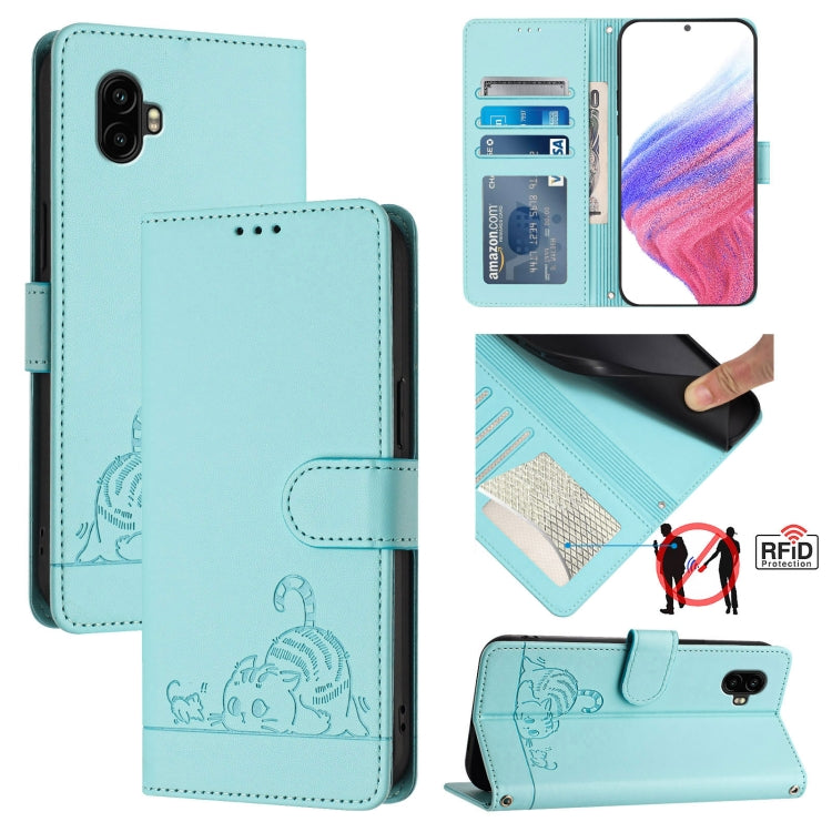 Custodia in pelle RFID con motivo gatto per Samsung Galaxy S20 FE 2022