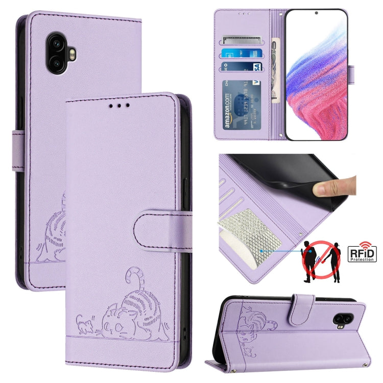 Custodia in pelle RFID con motivo gatto per Samsung Galaxy S20 FE 2022