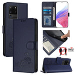 Custodia per telefono in pelle RFID con motivo gatto in rilievo con cordino, For Samsung Galaxy S21 5G, For Samsung Galaxy S21+ 5G, For Samsung Galaxy S21 Ultra 5G, For Samsung Galaxy Note20 Ultra