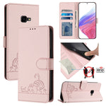 Custodia per telefono in pelle RFID con motivo gatto in rilievo con cordino, For Samsung Galaxy Note10, For Samsung Galaxy Note10+, For Samsung Galaxy Xcover 4/Xcover 4s, For Samsung Galaxy S10e